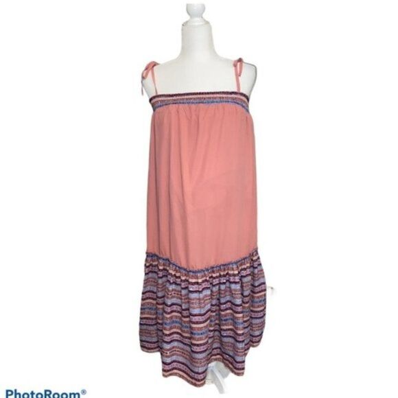 Q&A Pink Strappy Drop Waist Lined Maternity Dress - Picture 1 of 5